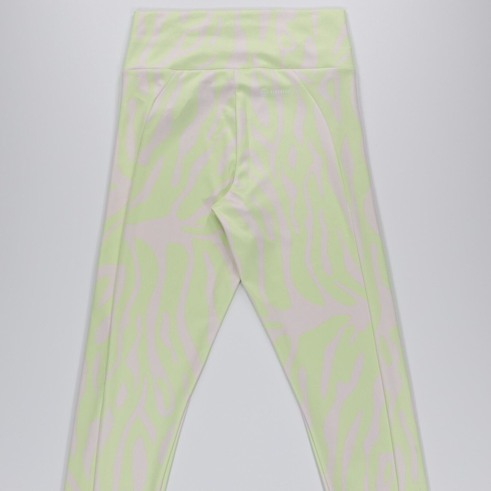 Adidas Women's‎ Allover Print Shiny Drawstring Tight Fit Leggings Green Size S - Picture 5 of 9